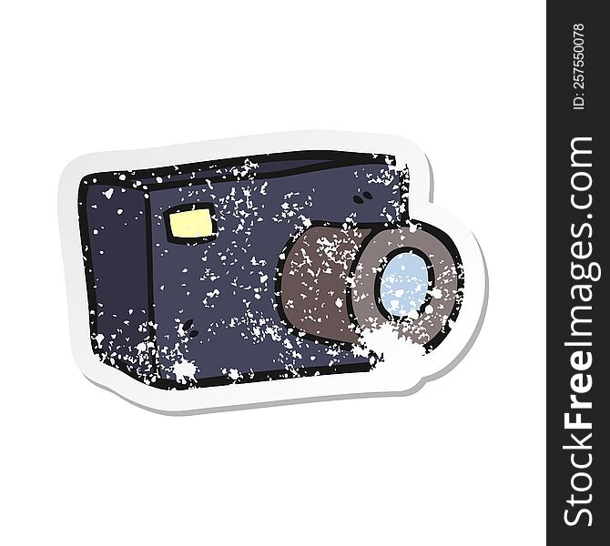 distressed sticker of a cartoon camera