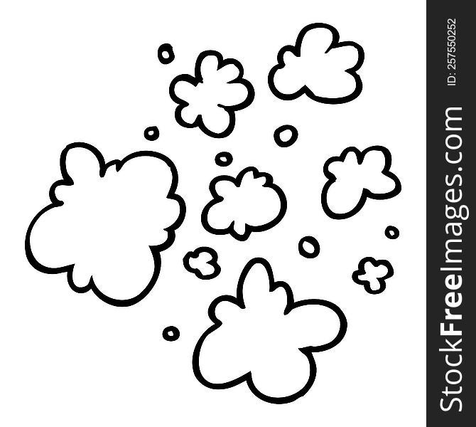 freehand drawn black and white cartoon decorative smoke puff elements