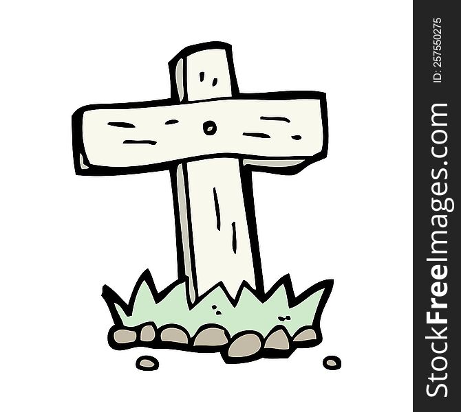 cartoon wooden cross grave