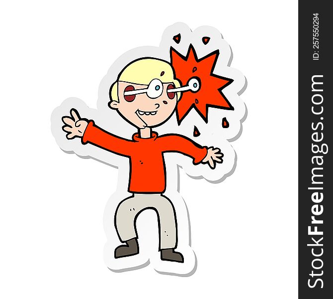 Sticker Of A Cartoon Amazed Man