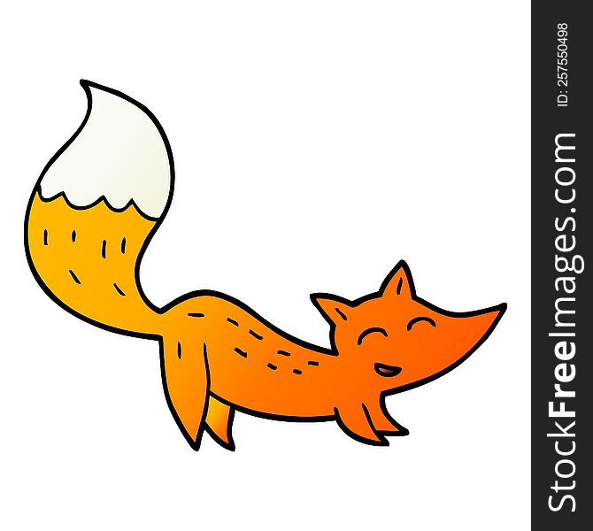 vector gradient illustration cartoon happy fox