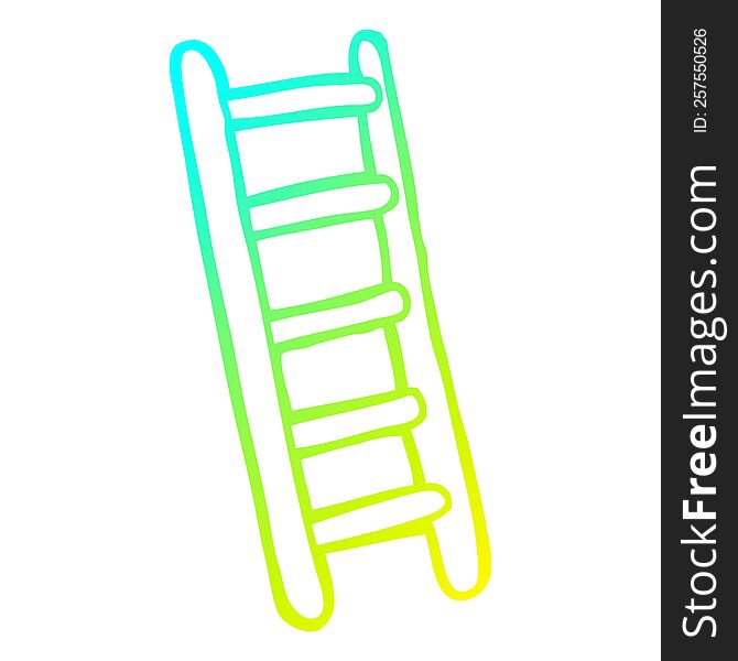 cold gradient line drawing of a cartoon ladder
