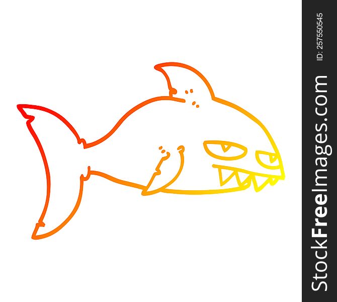 Warm Gradient Line Drawing Cartoon Deadly Shark