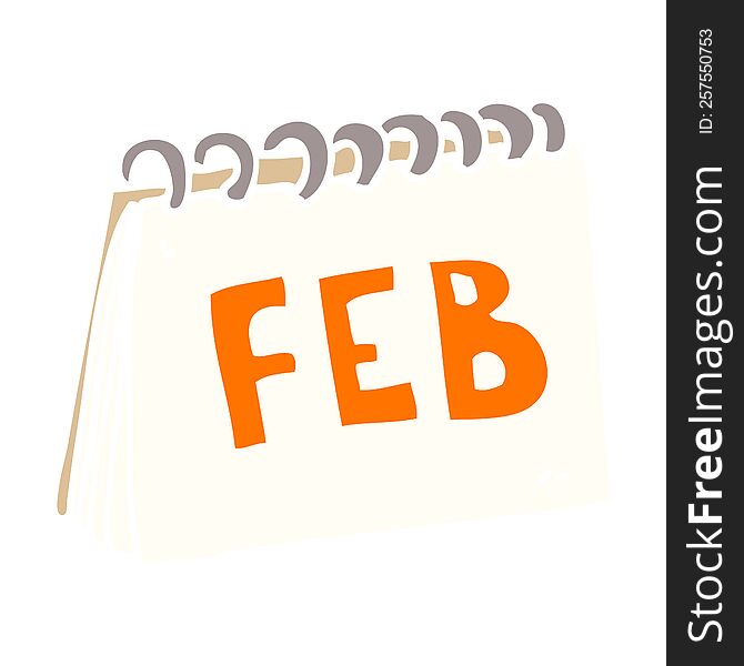 cartoon doodle calendar showing month of February