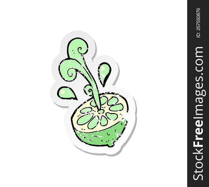Retro Distressed Sticker Of A Cartoon Fresh Lime