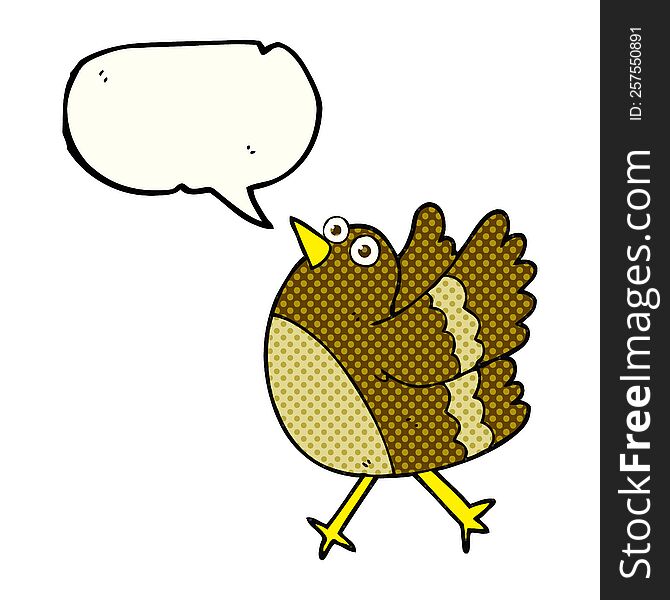 Comic Book Speech Bubble Cartoon Happy Bird