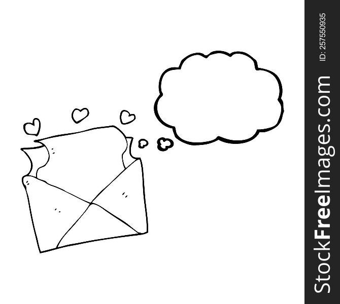 freehand drawn thought bubble cartoon love letter