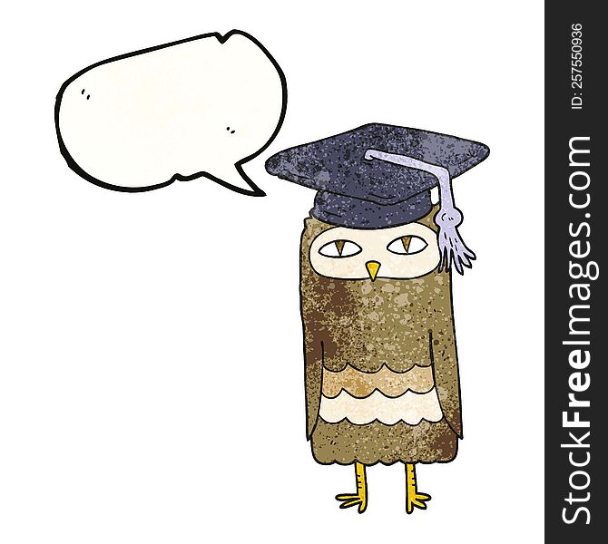 freehand speech bubble textured cartoon wise owl
