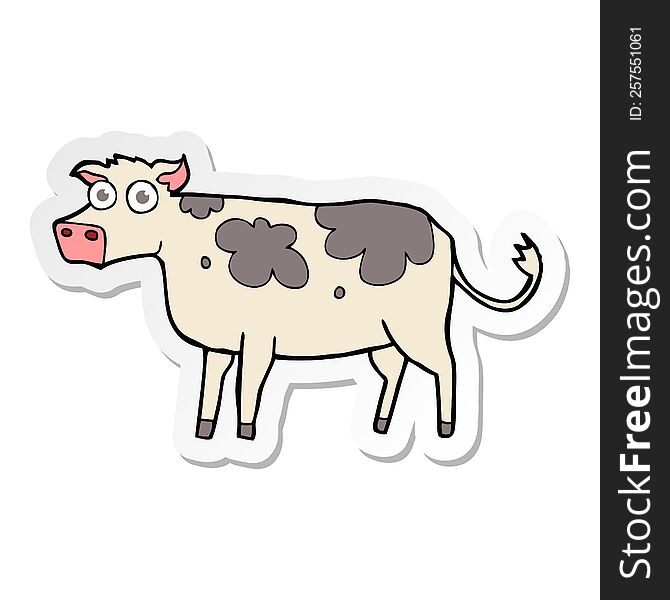 Sticker Of A Cartoon Cow