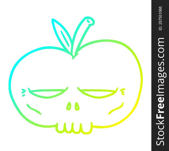 Cold Gradient Line Drawing Cartoon Spooky Skull Apple