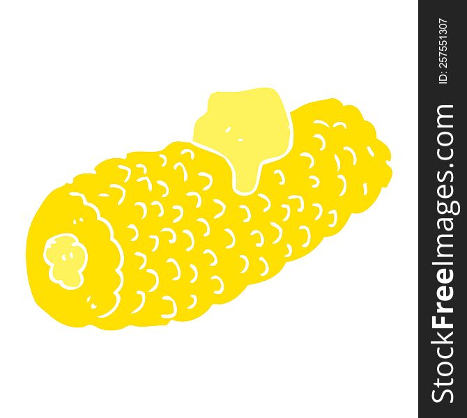 flat color illustration of corn on cob with butter. flat color illustration of corn on cob with butter