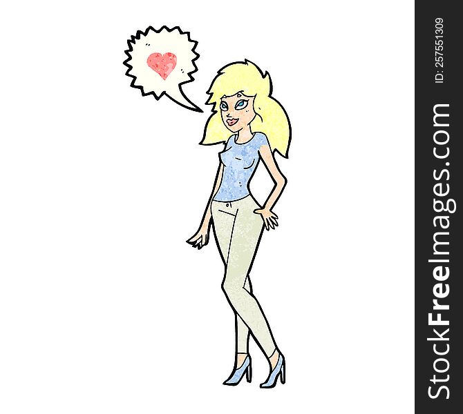 Cartoon Woman With Love Heart