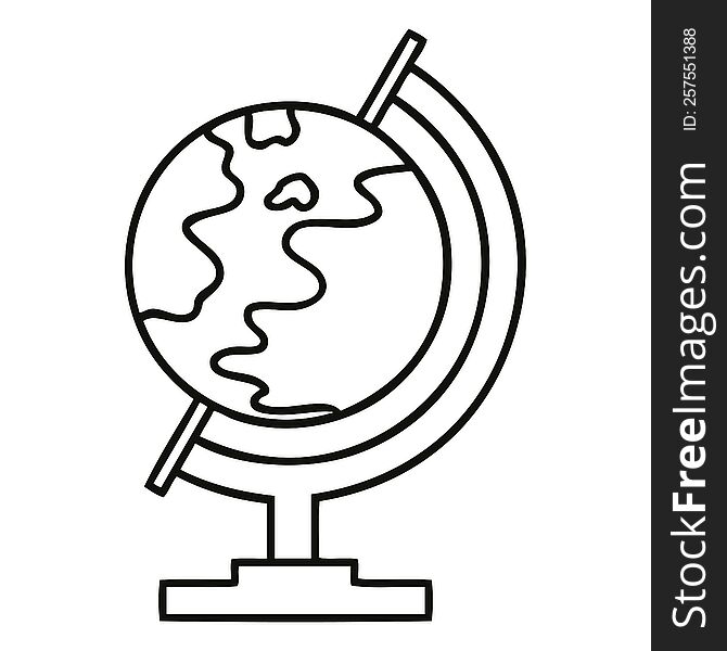 Line Drawing Cartoon World Globe