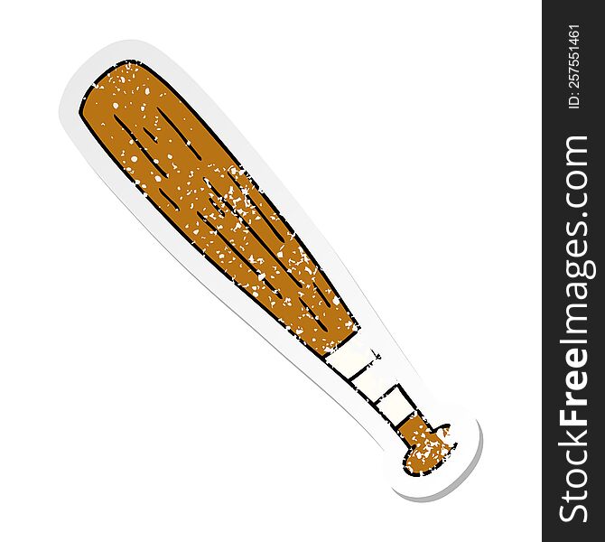 hand drawn distressed sticker cartoon doodle of a baseball bat