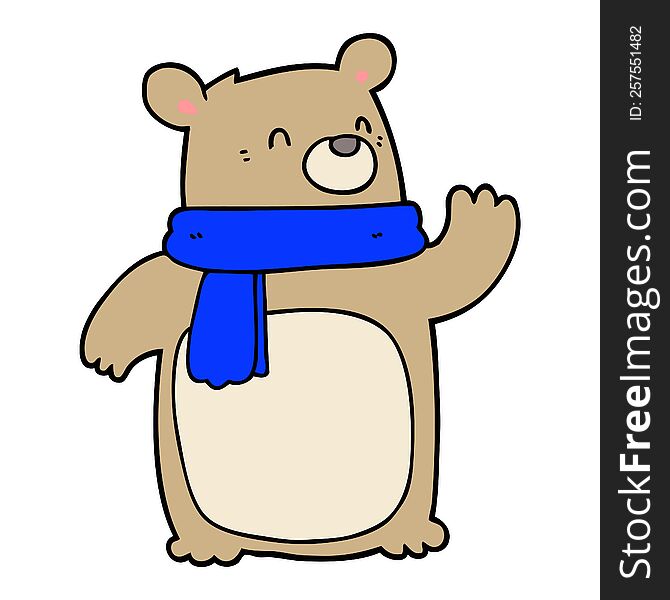 cartoon bear wearing scarf