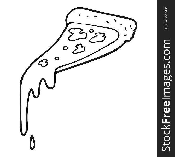 Black And White Cartoon Pizza Slice