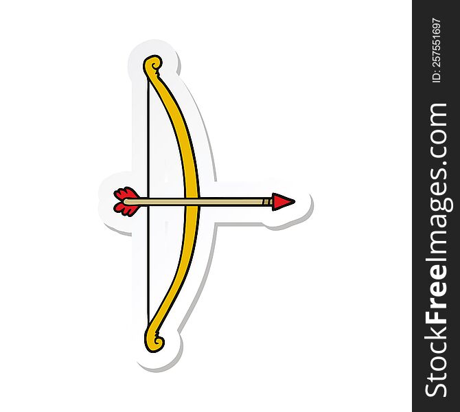 sticker of a cartoon bow and arrow