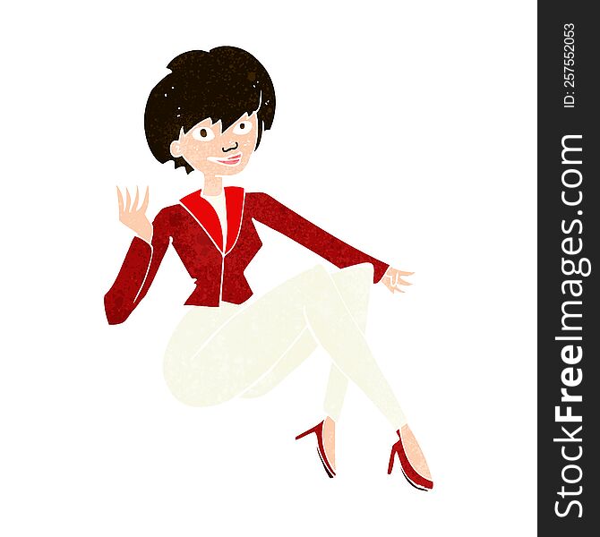 cartoon businesswoman sitting