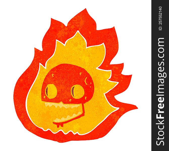 Retro Cartoon Burning Skull