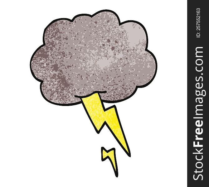 Cartoon Doodle Storm Cloud With Lightning