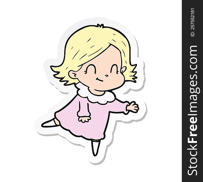 Sticker Of A Cartoon Friendly Girl