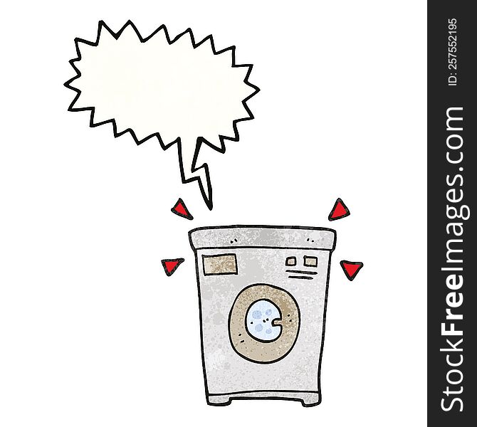 freehand speech bubble textured cartoon washing machine
