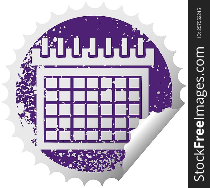 Distressed Circular Peeling Sticker Symbol Work Calendar