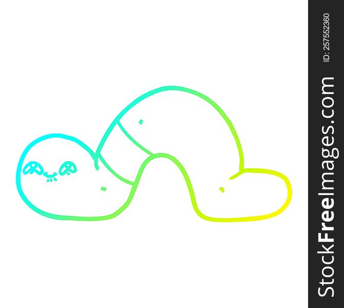 Cold Gradient Line Drawing Cartoon Worm