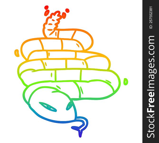 rainbow gradient line drawing of a cartoon poisonous snake