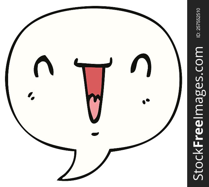 cute happy cartoon face and speech bubble