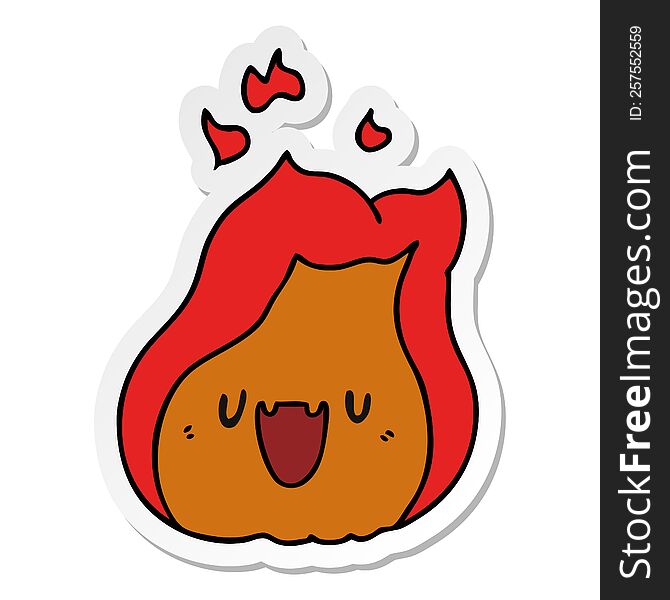 Sticker Cartoon Kawaii Cute Fire Flame