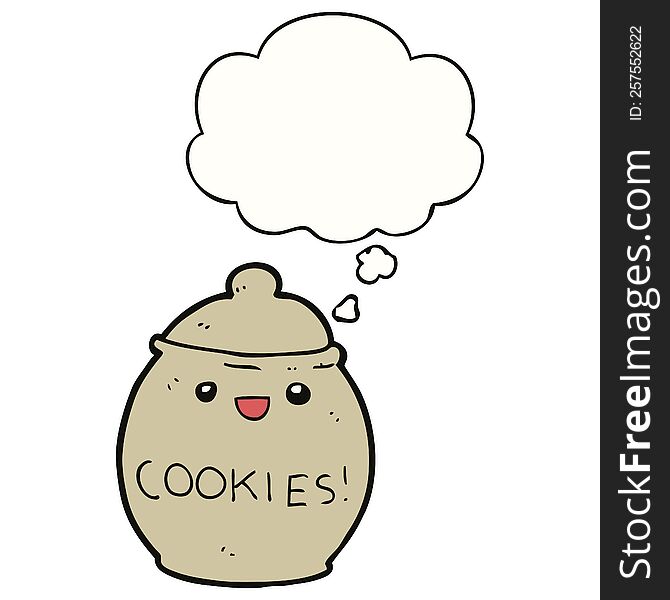 Cute Cartoon Cookie Jar And Thought Bubble