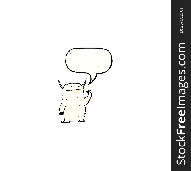 cartoon yeti with speech bubble