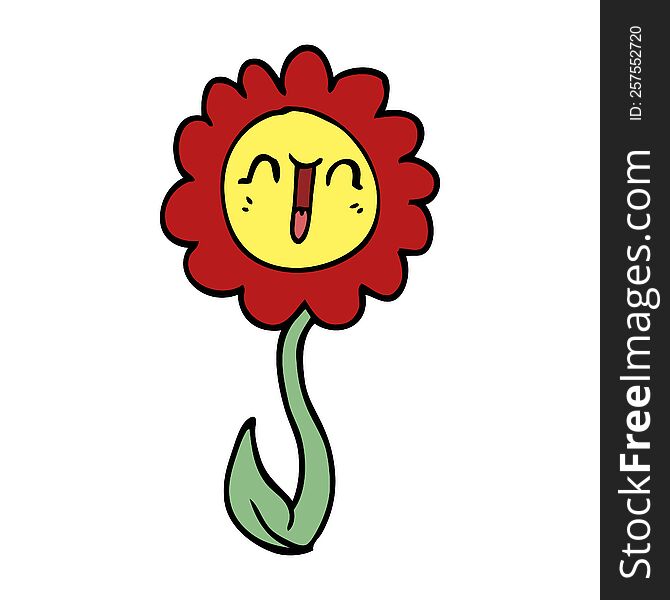 cartoon doodle happy flower