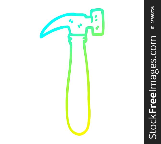 cold gradient line drawing of a cartoon hammer