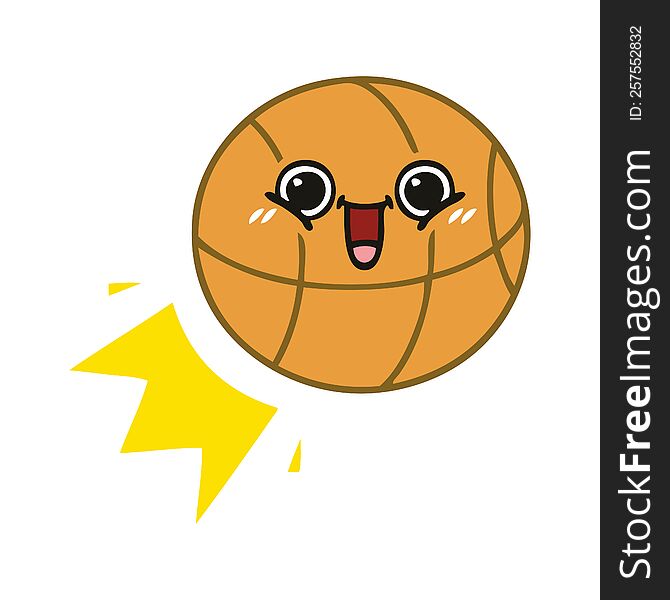 Flat Color Retro Cartoon Basketball