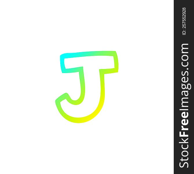 Cold Gradient Line Drawing Cartoon Letter J