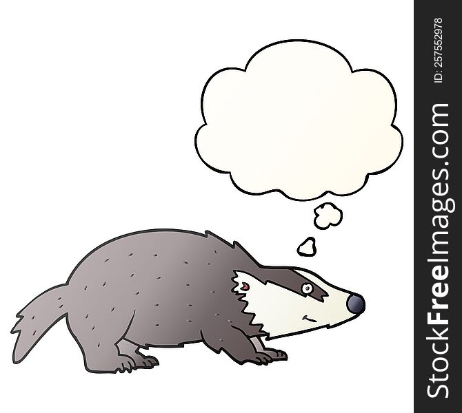 Cartoon Badger And Thought Bubble In Smooth Gradient Style