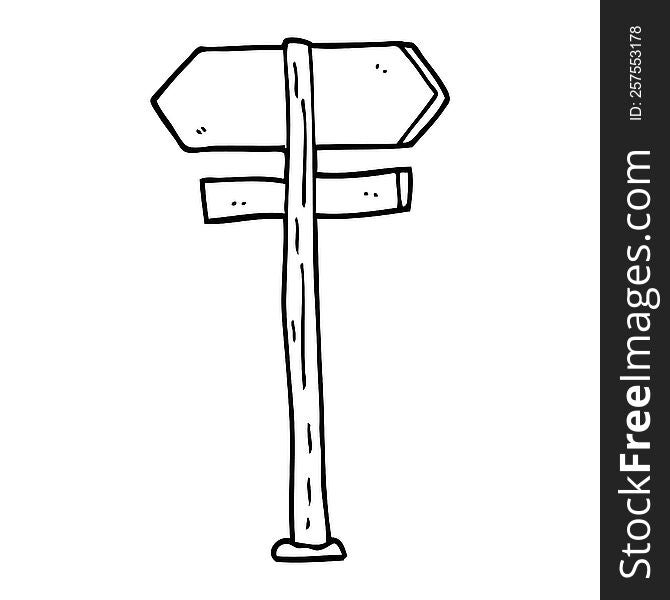 line drawing cartoon direction sign