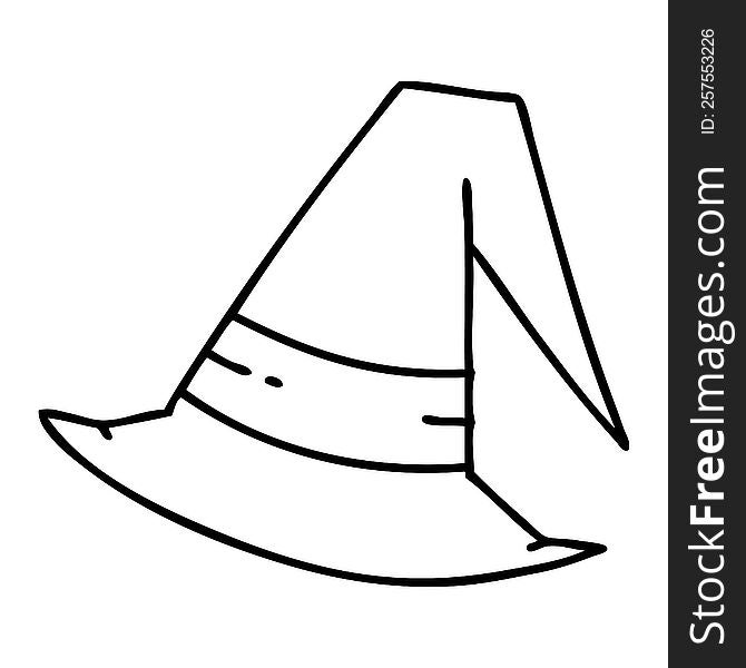 line doodle of a spooky witch hat