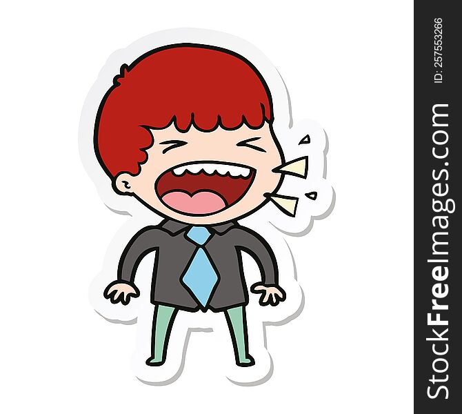 sticker of a cartoon laughing man
