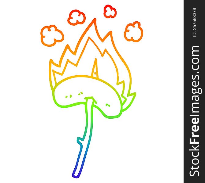 Rainbow Gradient Line Drawing Cartoon Hot Dog