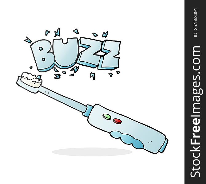 freehand drawn cartoon buzzing electric toothbrush