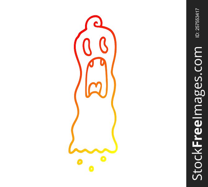 warm gradient line drawing of a cartoon spooky ghost