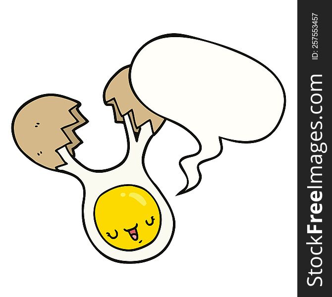 cartoon cracked egg with speech bubble. cartoon cracked egg with speech bubble