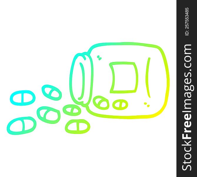 cold gradient line drawing of a cartoon jar of pills