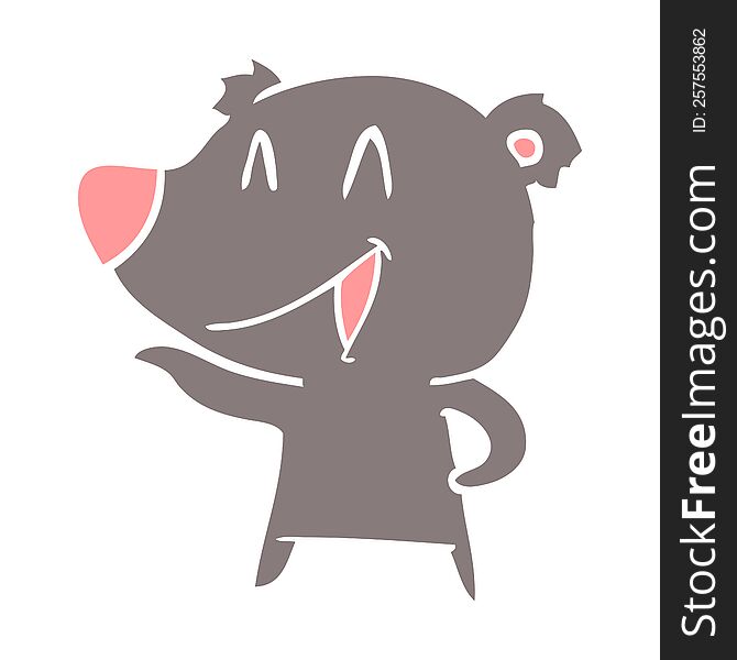 Laughing Bear Flat Color Style Cartoon