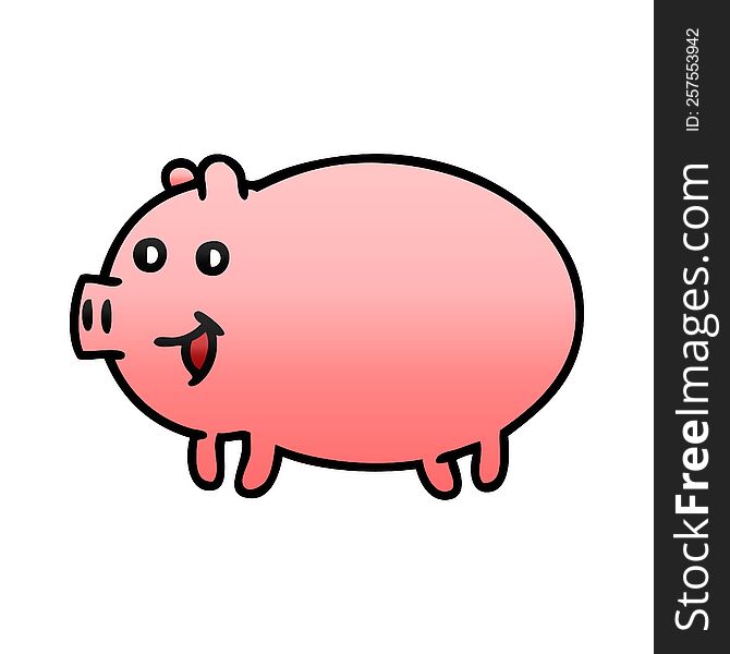 Gradient Shaded Cartoon Pig