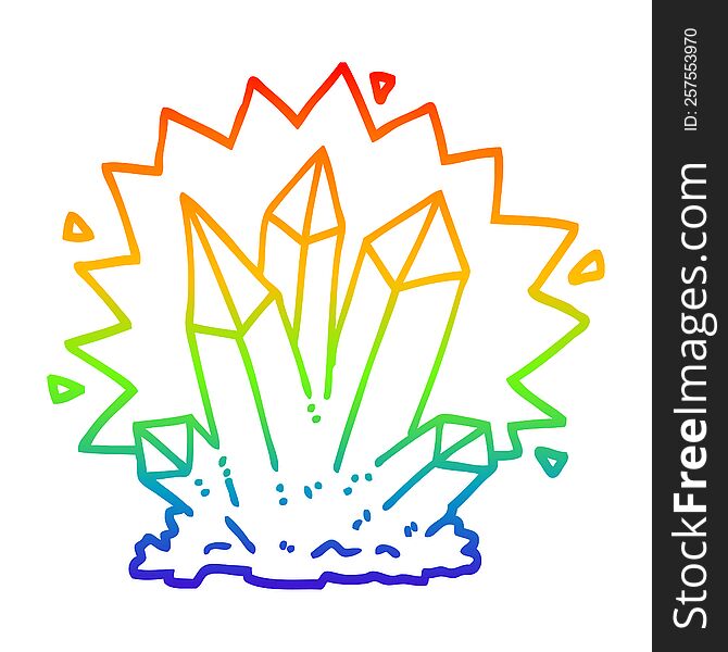 Rainbow Gradient Line Drawing Cartoon Natural Crystals