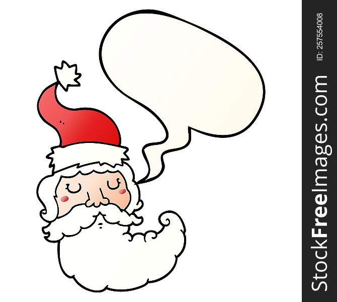 Cartoon Santa Face And Speech Bubble In Smooth Gradient Style